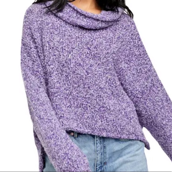 NWT Free People Purple BFF Cowl Neck Sweater - Picture 3 of 4